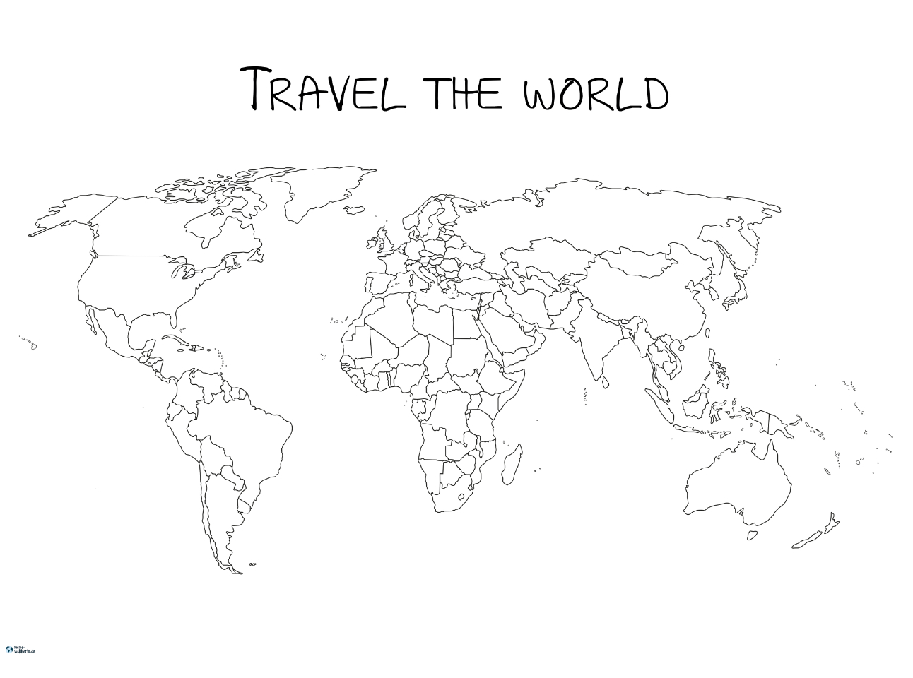 Weltkarte Travel the world zum Ausmalen